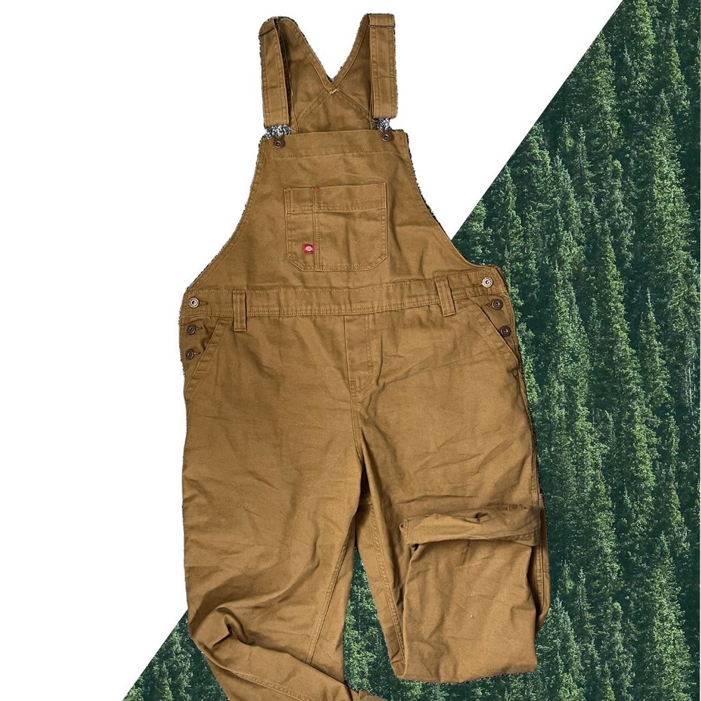 Dickies Relaxed Fit Bib Overalls, Brown Duck, size large